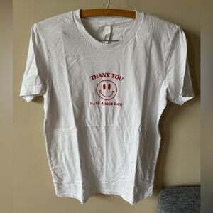 Bella Canvas screen printed thank you have a nice day White and red T shirt
